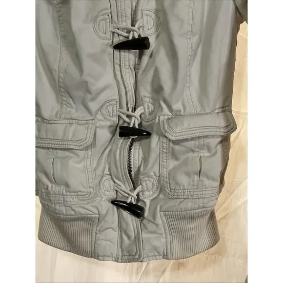 Abercrombie & Fitch Parka Jacket Coat Women’s Medium Lined Faux Fur Trim Hooded - Picture 2 of 16